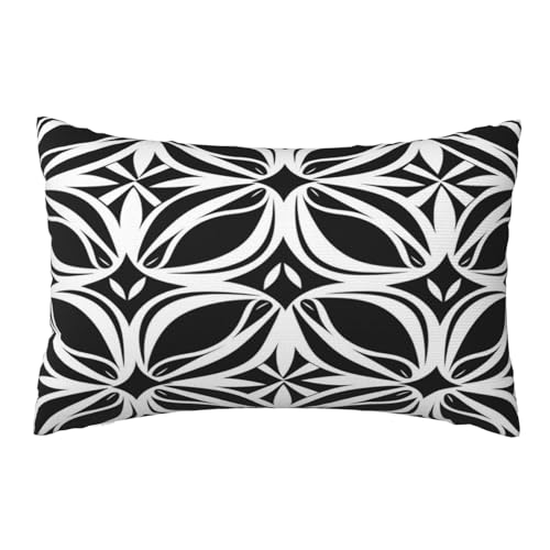 Kissenbezug 50x80cm 2er set Wetterfest Outdoor Kissen Ethnisch Kissenbezüge, Rechteckig Couch Kissen Schwarz und Weiß Gartendeko Kissenhülle Herbst Outdoorkissen DekoKissen für Patio Balkon Deko,L534 von Leznzen