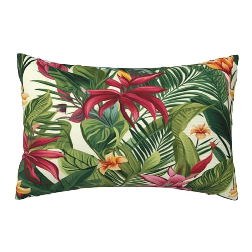 Kissenbezug 50x80cm 2er Set Wetterfest Outdoor Kissen Tropische Pflanzen Kissenbezüge, Rechteckig Couch Kissen Blume Gartendeko Kissenhülle Herbst Outdoorkissen DekoKissen für Patio Balkon Deko,L494 von Leznzen