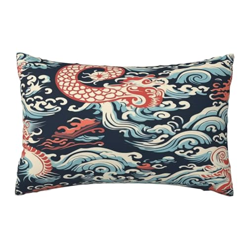 Kissenbezug 60x80cm 2er set Wetterfest Outdoor Kissen Chinesischer Stil Kissenbezüge, Rechteckig Couch Kissen Weinlese Gartendeko Kissenhülle Herbst Outdoorkissen DekoKissen für Patio Balkon Deko,L376 von Leznzen