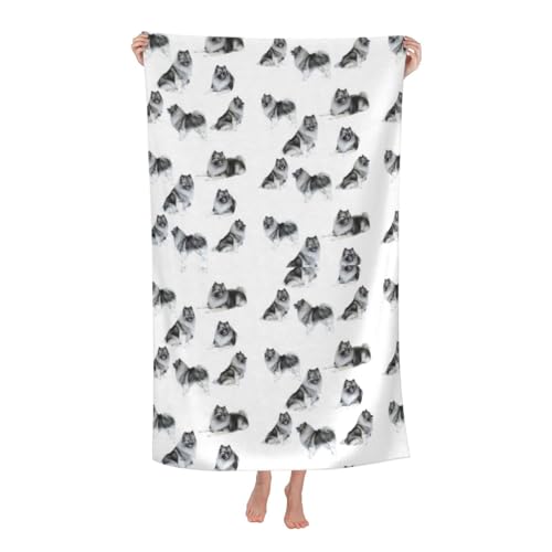 LfearTesa Keeshonds,Weiches Badetuch Leichte Strandtücher Pooltücher Reise Camping Badetücher Schnelltrocknende Stranddecke 80x130cm von LfearTesa