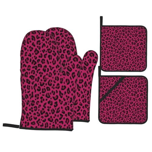 Ofenhandschuhe Backhandschuhe Kochhandschuhe Outdoor Ofenhandschuhe 4er Set Hitzebeständig,Love Leopard Leopardenmuster in Pink Ofenhandschuhe Backhandschuhe Kochhandschuhe Outdoor Ofenhandschuhe 4er Set Hitzebeständig,Love Leopard Leopardenmuster in Pink von LfearTesa