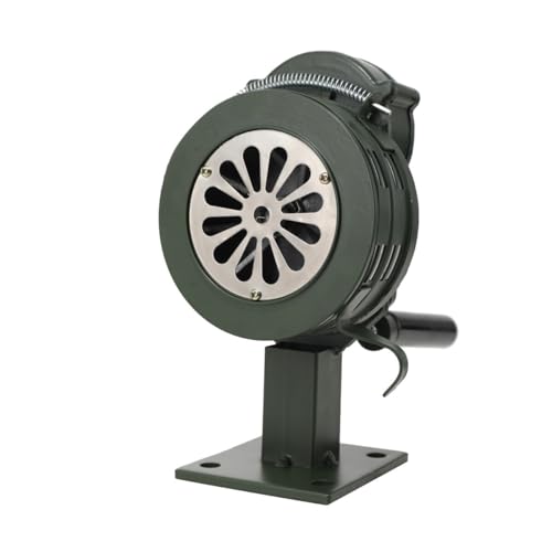 Lfhelper 110 ±2db Handsirene Aluminiumgehäuse Sirene Alarmsirene Handkurbel Luftangriffssirene, Selbstschutz-Notsirene, LK-100A betriebenes Sirenenhorn für Industrie, Bauwesen, Fabriken mit Basis Grün von Lfhelper