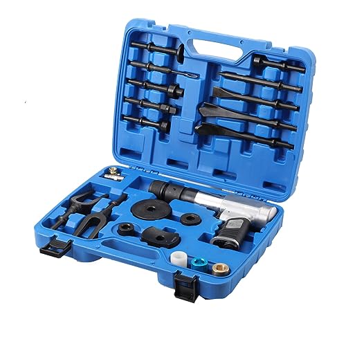 Lfhelper 12stk Druckluft-Meißelhammer Set 2200r/min Druckluft Meisselhammer Drucklufthammer Presslufthammer mit einer vielseitigen Ersatzteilen und Koffer für Kraftfahrzeuge und Werkstattwagen von Lfhelper
