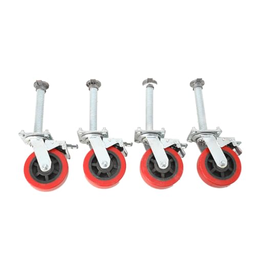 Lfhelper 4 Stück Gerüstrollen Set, 150 mm Gerüsträder mit Bremse 360° Drehbar Spindelrollen Gerüst Schwerlastrollen Räder Für Arbeitsgerüste Transportrollen, 500kg Tragfähigkeit Lfhelper 4 Stück Gerüstrollen Set, 150 mm Gerüsträder mit Bremse 360° Drehbar Spindelrollen Gerüst Schwerlastrollen Räder Für Arbeitsgerüste Transportrollen, 500kg Tragfähigkeit von Lfhelper