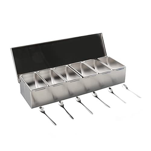 Lfhelper 6 Gitter X 460ML Gewürzbox Beilagenbehälter Zutatenbehälter Gewürz Behälter, Barbehälter, Lebensmittelbehälter Edelstahl Obstbox Aufbewahrung, Gastronomie Mixen Wechselbar Zutatenbox &Deckel von Lfhelper
