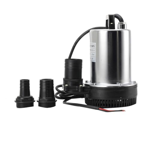 Lfhelper DC 12V Tauchpumpe Wasserpumpe Pumpe Schmutzwassertauchpumpe, Edelstahl 6000 l/h 160W, Eintauchtiefe bis 8m für Boote, Motorräder, Landmaschinen oder kleine Solarenergie von Lfhelper