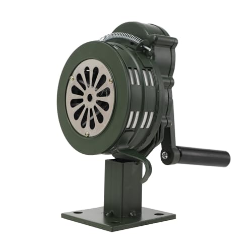 Lfhelper Handsirene Handkurbel Alarmsirene Sirene Tragbar Handkurbel-Alarm 110dB Manuell Bedienter Luftangriffshorn/Alarm LK-100A Handsirene Für Fabriken Schulen Küstenwachen mit Basis, Grün von Lfhelper