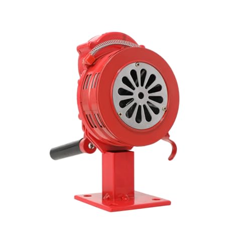 Lfhelper Handsirene Handkurbel Alarmsirene Sirene Tragbar Handkurbel-Alarm 110dB Manuell Bedienter Luftangriffshorn/Alarm LK-100A Handsirene Für Fabriken Schulen Küstenwachen mit Basis, Rot von Lfhelper