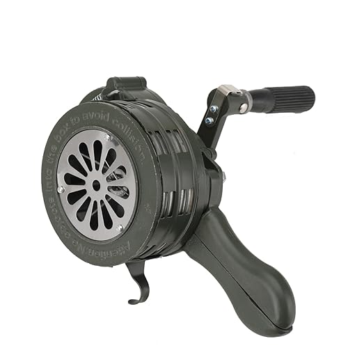 Lfhelper Handsirene Handkurbel Alarmsirene Sirene Tragbar Handkurbel-Alarm 110dB Manuell Bedienter Luftangriffshorn/Alarm Manuell Handsirene Für Fabriken Schulen Küstenwachen, Dunkelgrün von Lfhelper