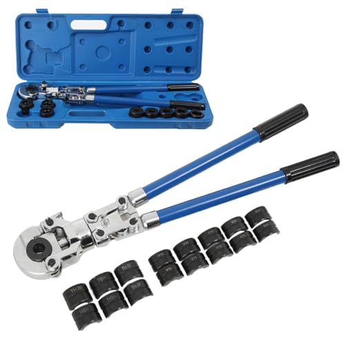 Lfhelper Presszange V-Kontur und TH-Kontur Kupferrohr Presszange Verbundrohr Crimpzangen Handpresszange Presswerkzeug mit 360° Drehbar Kopf 9 Fittings: V12 V15 V18 V22 V28 und TH16 TH20 TH26 TH32 von Lfhelper