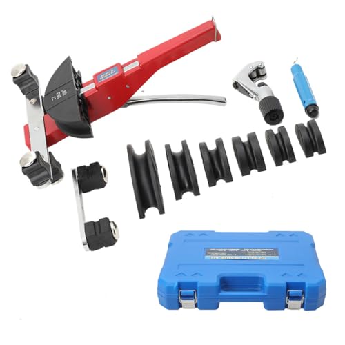 Lfhelper Rohrbiegemaschine 6-22mm Manuell Rohrbieger Rohrbiegemaschine mit Biegeradius bis 90° Biegezange Bremsleitung Biegewerkzeug Rohrbieger-Set mit 7 Nylon Stanzformen Rohrschneider von Lfhelper