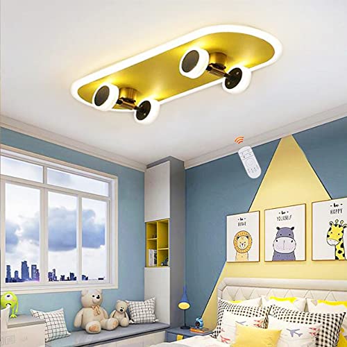 LED Kinder Deckenlampe Skateboard Deckenleuchte Kreative Schlafzimmer Lampe Dimmbar Mit Fernbedienung Acryl Junge Mädchen Baby Kinderzimmer Lampen Decke Wohnzimmer Esszimmer Kronleuchter 60cm von Lfoute