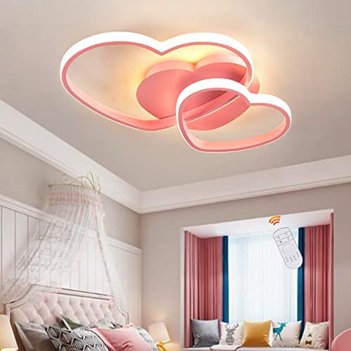 Lfoute Deckenleuchte LED Moderne Herzförmige Kinderlampe Kinderzimmer Deckenlampe Dimmbar Mit Fernbedienung Schlafzimmer Jungen Mädchen Wohnzimmer Pendellampe Innenleuchter,Rosa von Lfoute