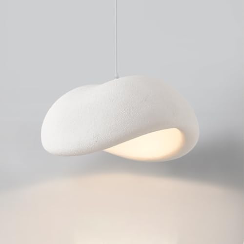 Lfoute Hängeleuchte E27 Wabi-Sabi Pendelleuchte Weiß Esstisch Pendellampe Höhenverstellbar Japanischer Stil Moderne Hängelampe Für Esszimmer Schlafzimmer Wohnzimmer Küche Cafe Restaurant Flur(50cm) von Lfoute