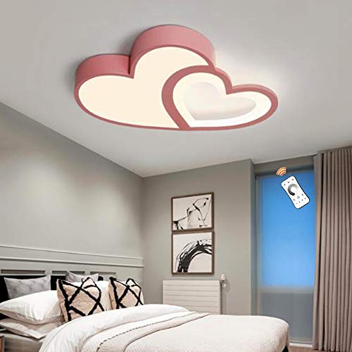 Lfoute Herz Deckenleuchte LED Cartoon Deckenlampe Modern Dimmbar Kinderzimmerlampe Mit Fernbedienung Jungen Mädchen Schlafzimmer Esszimmer Wohnzimmer Deckenbeleuchtung Acryl Kronleuchter Rosa,A von Lfoute