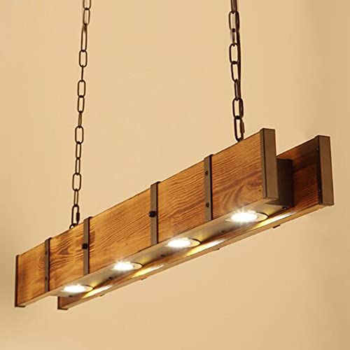 Lfoute Holz Rustikal Hängelampe LED Pendelleuchte Esstisch Hängeleuchte Retro Höhenverstellbar Kronleuchter Industrielle Vintage Pendellampe Büro Cafe Bar Kreative Loft Deckenleuchte Beleuchtung von Lfoute