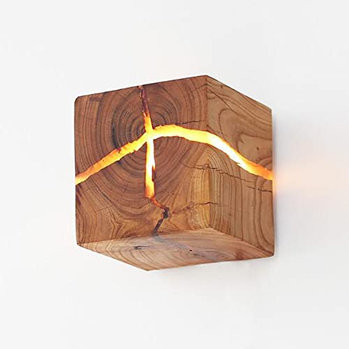 Lfoute Wandleuchte LED 5W Holz Lampe Mit Rissen Innen Nachtlampe Für Schlafzimmer Korridor Flur Bar Pendelleuchte Treppenhaus Wandlampe 88mm (Color : A) von Lfoute