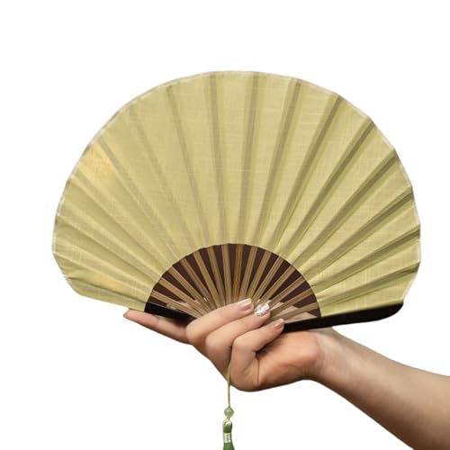 LfrXtra Home,Vintage Fan Shell Shape Handheld Fan Cotton Linen Blend Chinese Folding Fan for Home Decoration and von LfrXtra