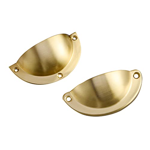Lframa606 2 Stück Schrankgriffe, Massiver Messing Küchengriffe Vintage Möbelgriff Gold Schrank Griffe Chic Schubladen Griffe 60mm-80mm (70mm/2.8in-1) von Lframa606