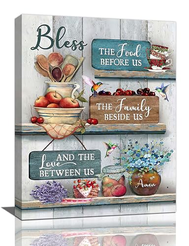 Farmhouse Kitchen Wall Art Rustic Kitchen Pictures Wall Decor Country Apple Cherry Flower Painting Canvas Prints Modern Home Artwork Framed Dining Room Decoration 12"x16" von Lgihqey
