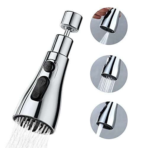 LgowithU Küche Wasserhahn Sprühkopf, 360 ° Swivel Wasserhahn Sprayer Aerator Extender Attachment mit 3 Modi, Ersatz Wasserhahn Bubbler Kopf Luftsprudler für Küchenspüle, G1/2 von LgowithU