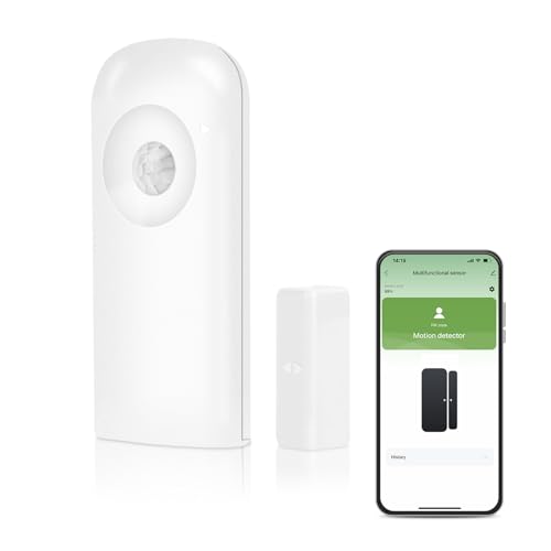 Türalarm Sensor,WiFi Tür Flügelalarm Sensor mit Magnetsensor, Smart Wireless Tür Flügelkontakt Öffnen Sicherheitsalarm Funktioniert mit Tuya und Smart Life App für Haus/Schuppen/Garage (PIR) von LgowithU