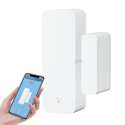 Türalarm Sensor,WiFi Tür Flügelalarm Sensor mit Magnetsensor, Smart Wireless Tür Flügelkontakt Öffnen Sicherheitsalarm Funktioniert mit Tuya und Smart Life App für Haus/Schuppen/Garage (WiFi) von LgowithU