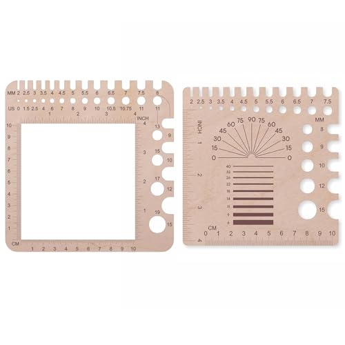 2 Stück Knitting Needle Gauge, Nadelmaß für Häkelnadeln, Stricknadelmaß Holz Knitting Strickwerkzeug, Nadellehre Stricknadel-Lineal Ruler Strickzubehör zur Messung des Strickgrades Garnstärke von Lguaquanx
