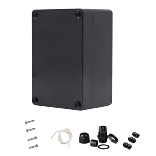 Projektbox für Elektronik, 2 Stück, Elektrogehäuse, Abzweigdose, ABS-Kunststoff, staubdicht, wasserdicht, IP65, mit 8 Stück M16-Kabelverschraubungen, Schwarz (100 x 68 x 50 mm) von Lhazemu