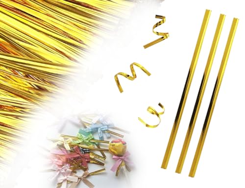 Lhbwhiz 1000 Stück Bindebaender Verschluss,Wiederverwendbare Twist Ties, Twistband,TwistKrawatten,Metallischen Verschlussstreifen,tütenverschluss,Tütenclips,Bindestreifen,für Gefrierbeutel(Gold) von Lhbwhiz