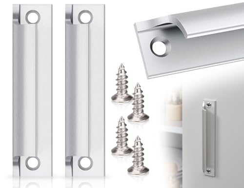 Lhbwhiz 2 Stück Balkontürgriff,Terassentürgriff Außen,Aluminiumlegierungsgriff,Schiebetürgriff,Schrankschubladengriff mit Schrauben,Möbelbeschläge,für Türen und Fenster,Schranktüren,Schubladen(silver) von Lhbwhiz