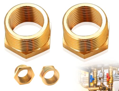 Lhbwhiz 2 Stück Reduzierstück 3/4 auf 1/2,Messing Reduziernippel adapter,Reduzierung Gewindefitting 3/4 Zoll Aussengewinde × 1/2 Zoll Innengewinde,für Gewerbe,Industrie,Haushalt(18mm) von Lhbwhiz