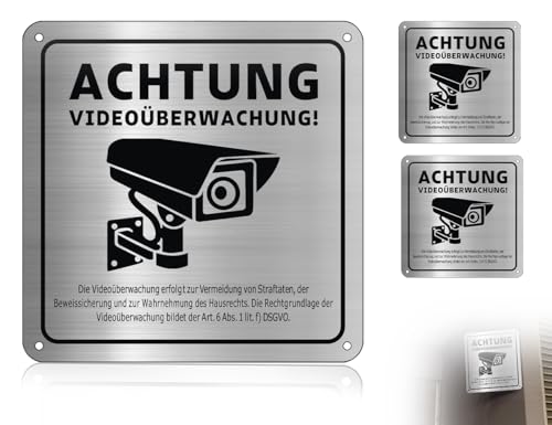 Lhbwhiz 2 Stück Videoüberwachung Schild,Selbstklebend Aluminium Achtung Kameraüberwachung Sign,Privatgrundstück Videoüberwacht Metallschild Aufkleber mit DSGVO Hinweis und 4 Bohrlöcher(15 * 15cm) Lhbwhiz 2 Stück Videoüberwachung Schild,Selbstklebend Aluminium Achtung Kameraüberwachung Sign,Privatgrundstück Videoüberwacht Metallschild Aufkleber mit DSGVO Hinweis und 4 Bohrlöcher(15 * 15cm) von Lhbwhiz