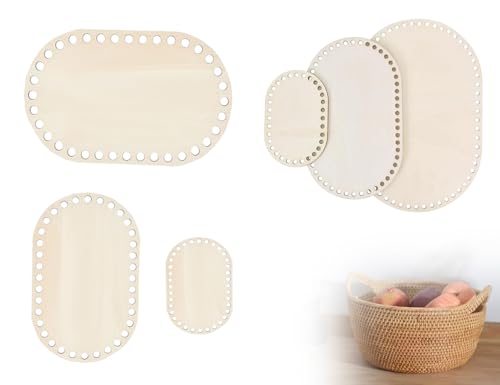 Lhbwhiz 3 Größen Naturholzkorbboden,zum Häkeln Leerer Massiver Holz Korbboden,Häkelkorb Holzbasis,Holzboden,taschenboden mit Loch,für DIY Handtasche Korb Crochet Supplies Heimdekoration(Ovale) von Lhbwhiz