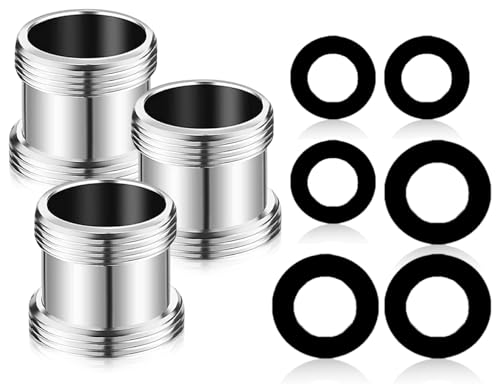 Lhbwhiz 3 Stück Wasserhahn Adapter, M22 auf M24, Doppelgewinde, Messing, Gummidichtung, für Küche von Lhbwhiz