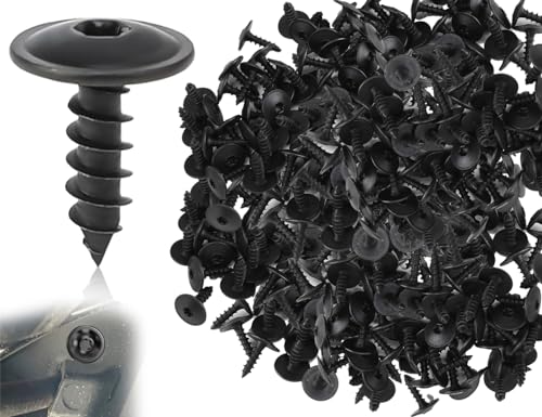 Lhbwhiz 50 Stück M5 Blechschrauben,Torx Selbstschneidende Flachkopf Schrauben,Edelstahl Rundkopf Karosserieschrauben,für Auto Schutzbleche Stoßstange(Schwarz,14.3 * 18.3MM) von Lhbwhiz
