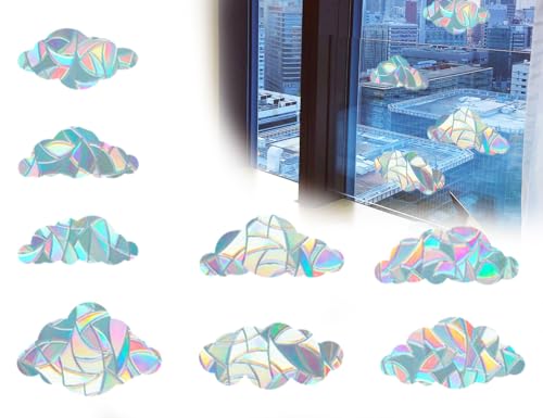Lhbwhiz 8 Stück Rainbow Window Clings,Vogel Anti Kollisions Fensteraufkleber,Wolkenform Prisma regenbogen folie fenster,Türfenster Static Glasaufkleber,suncatcher sticker,Dekorative Fensterfolie Lhbwhiz 8 Stück Rainbow Window Clings,Vogel Anti Kollisions Fensteraufkleber,Wolkenform Prisma regenbogen folie fenster,Türfenster Static Glasaufkleber,suncatcher sticker,Dekorative Fensterfolie von Lhbwhiz