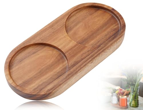 Lhbwhiz Salz und Pfeffermühlentablett,untersetzer,Mühlenuntersetzer,Holztablett,Kerzentablett Untersetzer,Mühlenhalter,Gewürzflaschenhalter,Esstischschutz(Innendurchmesser 5.8 cm) von Lhbwhiz