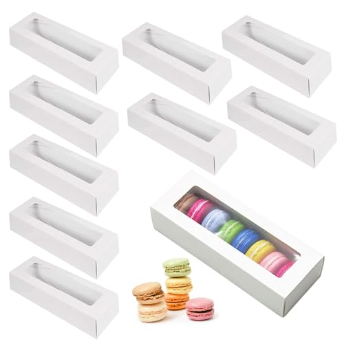 Lhdfyqt 10 Stücke Macaron Box, Transparent Verpackung Box, Macaron Verpackungsboxen mit Klarem Fenster, Cupcake Schachteln für Kekse Desserts Donut Cupcakes Muffins (Weiß) von Lhdfyqt