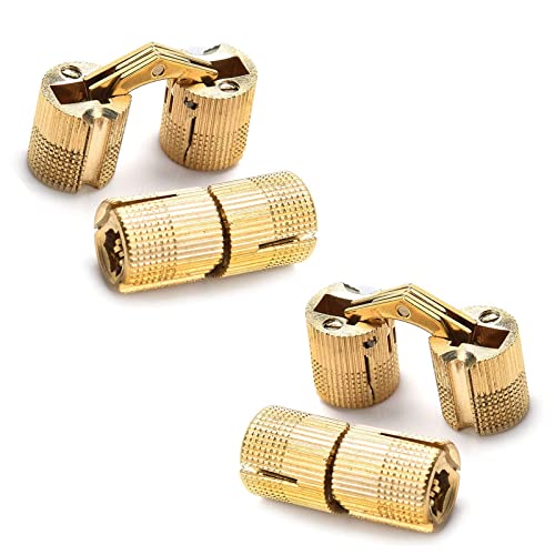 4 Stück Unsichtbare Barrel Scharnier, Barrel Scharnier Unsichtbar, Verdeckte Messingscharniere, Messing Verdeckte Scharnier, Zylindrische Messingscharniere für DIY Schmuckschatulle Hand Handwerk von Lhdfyqt