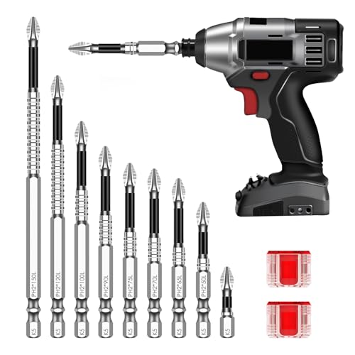 Lhdfyqt 9 Stück High-Magnetic Screwdriver Drill Bit, Hochmagnetischer Schraubendreher-Bohrer-Bit-Satz, Präziser Anti-Rutsch Phillips Bits, für Schlagbohrmaschine, Akkuschrauber Lhdfyqt 9 Stück High-Magnetic Screwdriver Drill Bit, Hochmagnetischer Schraubendreher-Bohrer-Bit-Satz, Präziser Anti-Rutsch Phillips Bits, für Schlagbohrmaschine, Akkuschrauber von Lhdfyqt