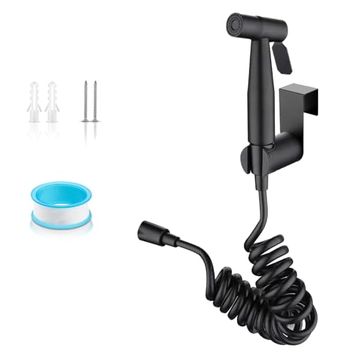Lhdfyqt Hand Bidet Sprayer für WC, Hand Bidet Sprühgerät, Bidet Handbrause mit Schlauch, Handbrause Sprühgerät, Bidet-Handbrause, WC Dusche, Bidet-Toilettensprühgerät, für Badezimmer Hygiene (Schwarz) von Lhdfyqt