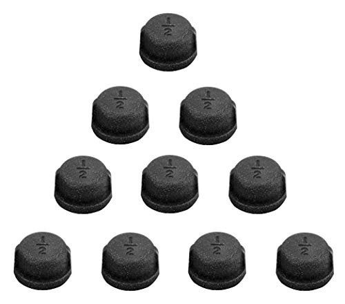 Temperguss-Rohrkappen, 1,27 cm (1/2 Zoll), schwarz, für Heimwerker, Vintage-Möbel, 10 Stück von Lhfacc