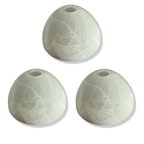 3 Stück Lampenschirm Set Prestige, E 14 u.a. für Led Glas, Schirm,Ersatzglas, Lampenschirm Glas Ersatz, Lampenglas für Pendellampe 3er Set (3x Prestige alabasterfarbig) von Lhh