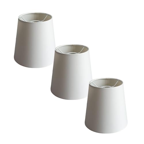 3 Stück Lampenschirme Hängelampe Stoff E14 Ersatzschirm Lampenschirme E14 Ersatzteil Stoffleuchte Tischleuchte Pendelleuchte Lampenschirm weiß/grau (3 Stk. konisch weiß Pendelleuchte) von Lhh
