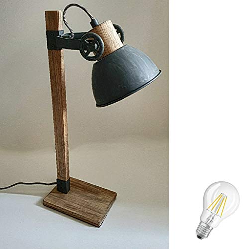 STEINHAUER 2665GR Strahler Retro Vintage Industrie Lampe Tischleuchte 1fl inkl. 7 Watt Filament E27 Vintage Led Lampe von Lhh