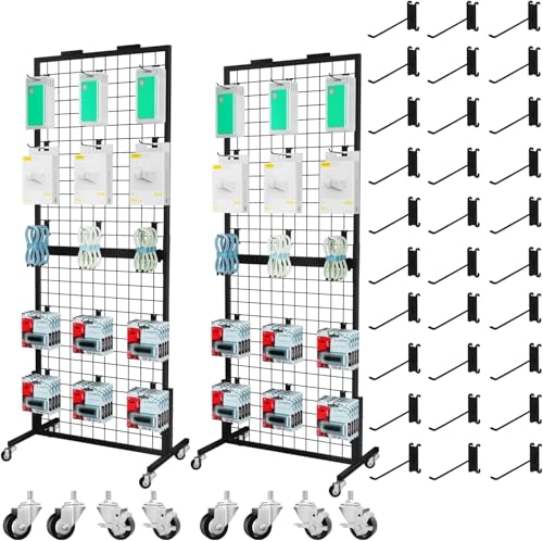 Lhysn Grid Wall Panel Display Stand, mit 30 Haken, Schwerer, beweglicher, bodenstehender Abnehmbarer Gurtständer für einfachen Transport, große Kapazität, stehender Gitterturm für (2) von Lhysn