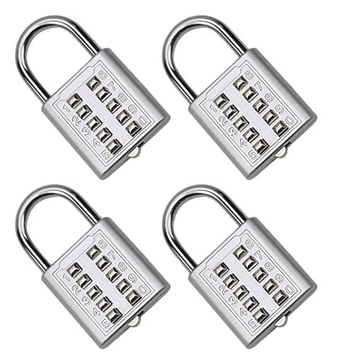 Li-TianFeng Vorhängeschloss mit 10-stelligem Zahlenschloss für Schließfach, Fitnessstudio, Koffer, Schublade, Werkzeugkasten, 4 Stück von Li-TianFeng