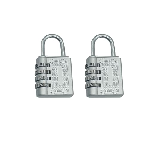 Vorhängeschloss mit 4 Zahlen, silberfarben, wasserdicht, Sicherheitsschloss für den Außenbereich, Schule, Fitnessstudio, Tür, Zaun, 2 Stück von Li-TianFeng