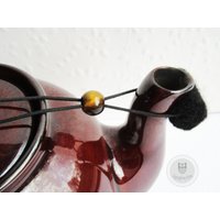 Tropfenfänger - Tigerauge Braun-Beige Perle, Schwarzes Gummi, Schwarzer Auffänger von LiAnnKunterbunt